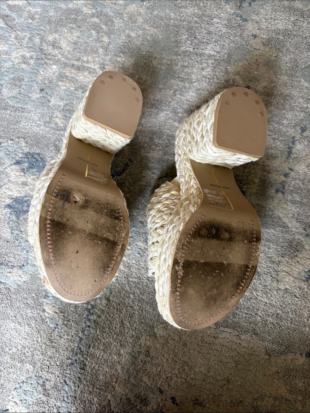 Dolce Vita Braided Ivory-Tan Platform Mule Heels - Picture 2 of 7